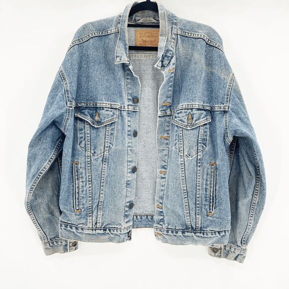 Levi's Jean Jacket Mens Size L Blue Light Wash Button Down Pocket Denim Classic - Picture 1 of 7